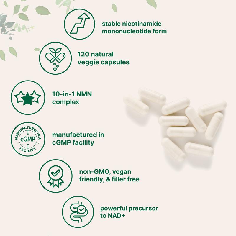 NMN Complex 1,000mg Per Serving, 120 Veggie Capsules