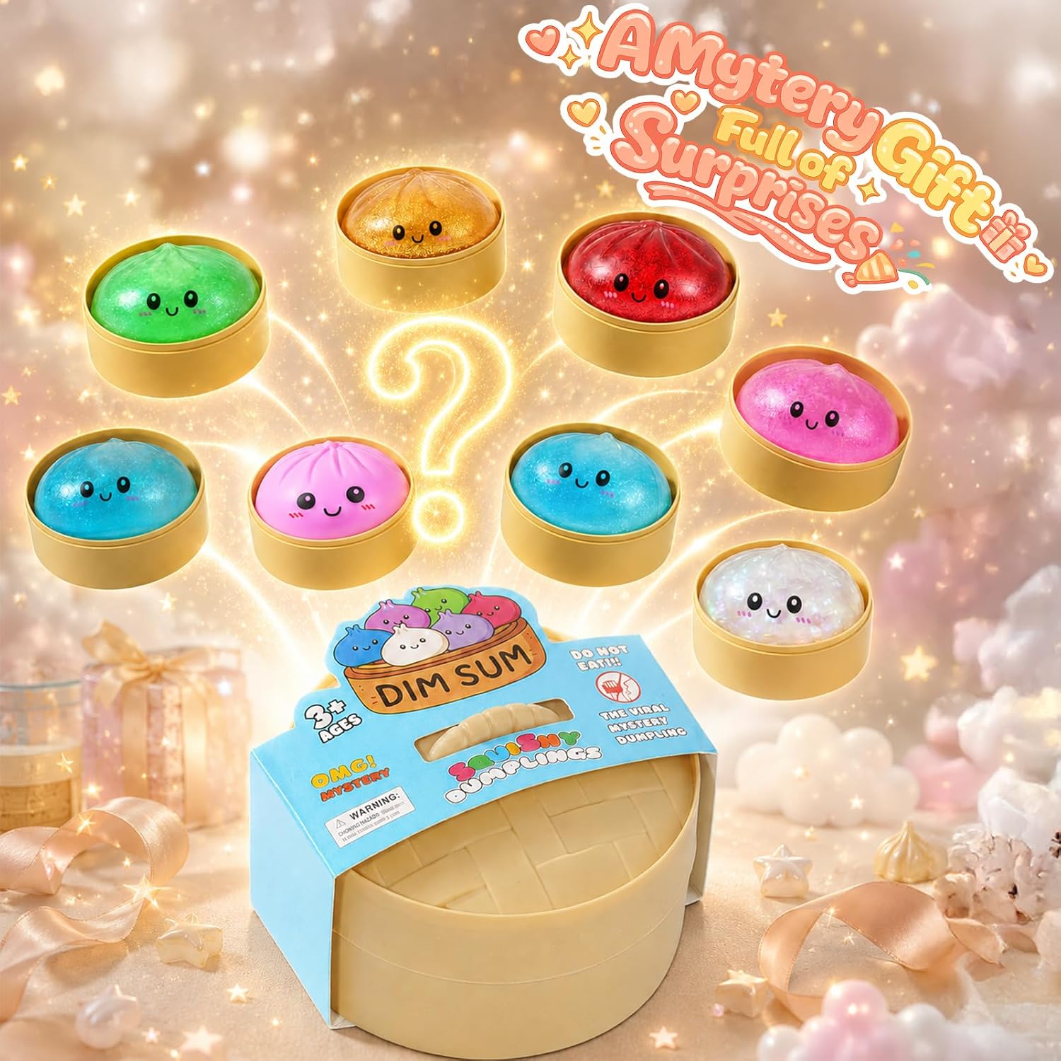 Pack of 3 - Dumpling Squishy Mystery Box Random Color